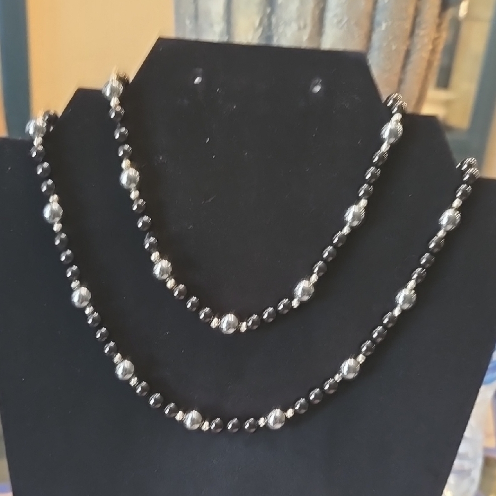 14KT gold beads with onyx and hematite beads